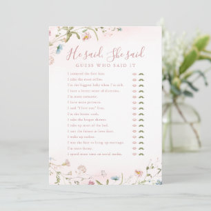 Wildflower He said She said bridal shower game Invitation