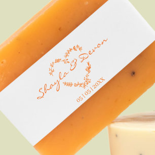 Wildflower Heart Branches & Leaves Wedding Rubber Stamp