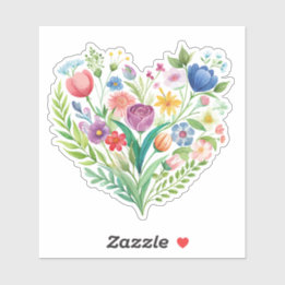 Wildflower Heart Custom-Cut Vinyl Sticker