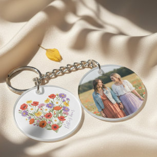 Wildflower Heart Photo Besties Forever Key Ring
