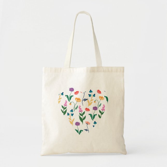 Wildflower Heart Tote Bag (Front)