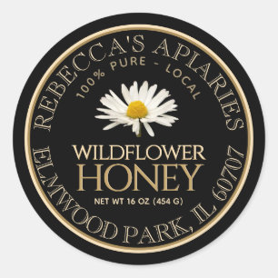 Wildflower Honey Black Daisy Custom Product Label