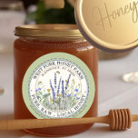 Wildflower Honey Label with Bees Dashed Border<br><div class="desc">Wildflowers and honeybees with dashed border</div>