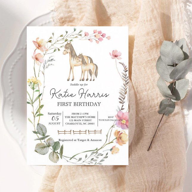 Wildflower Horse Birthday Invitation (Creator Uploaded)