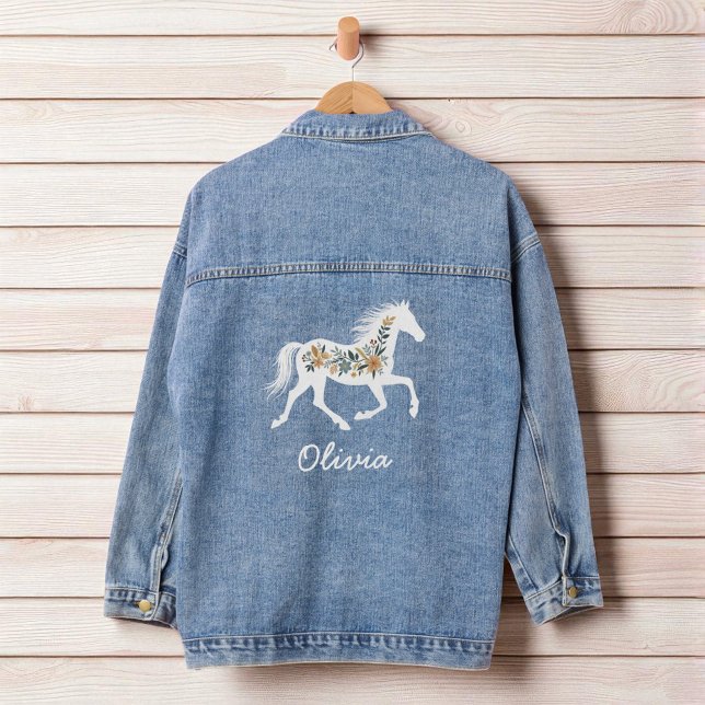 Wildflower Horse with Your Name Country Western Denim Jacket (Creator Uploaded)