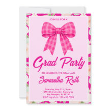 Wildflower Hot Pink Gingham Bow Graduation Party