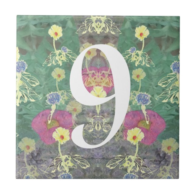 Wildflower House Single Digit Number Tile (Front)