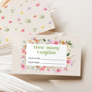 Wildflower How many candies Baby Shower game Enclosure Card