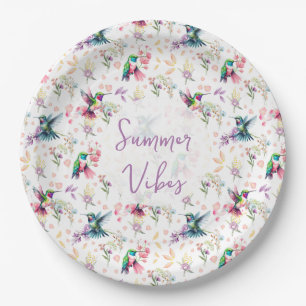 Wildflower & Hummingbird Summer Vibes Paper Plate