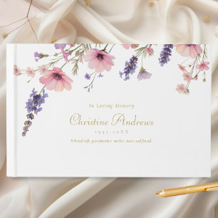 Wildflower "In Loving Memory" Funeral Guest Book