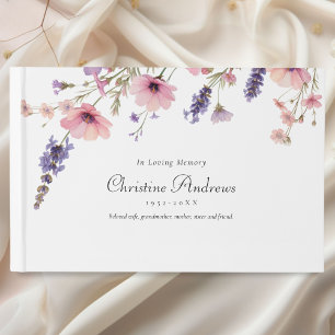 Wildflower "In Loving Memory" Funeral Guest Book
