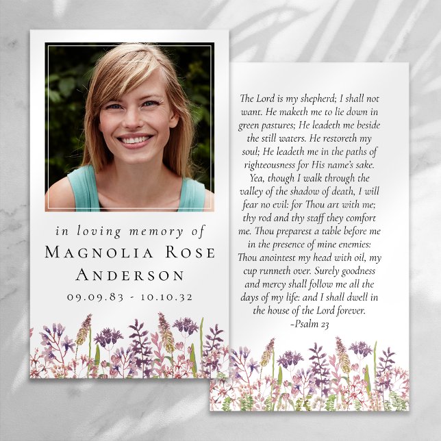 Wildflower In Loving Memory Memorial Prayer Card (Creator Uploaded)