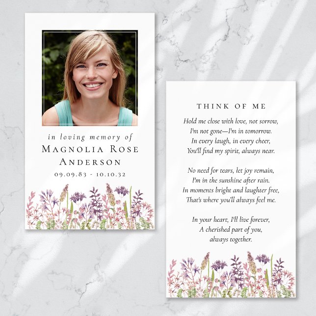Wildflower In Loving Memory Memorial Prayer Card (Creator Uploaded)