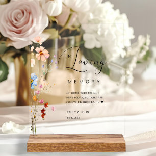 Wildflower "In Loving Memory" Wedding  Acrylic Sign