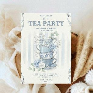 Wildflower-Inspired Tea Party Baby Shower Invitation