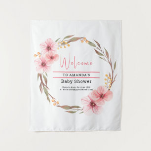 Wildflower Is On The Way Pink Baby Shower Tapestry