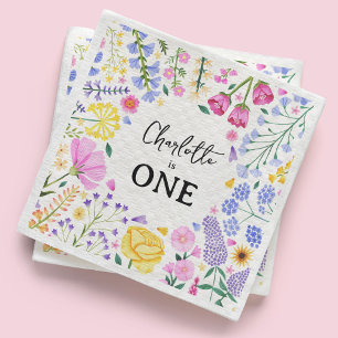 Wildflower is One Girl's First Birthday Napkin