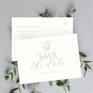 Wildflower & Ivory Floral Save the Date Postcard