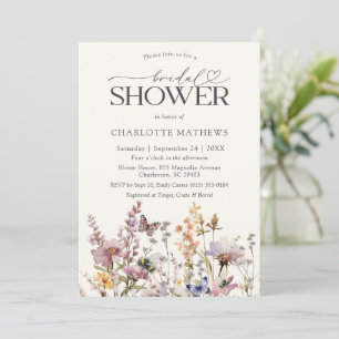 Wildflower Ivory Watercolor Bridal Shower Invitation