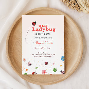 Wildflower Ladybug Girl Baby Shower Invitation