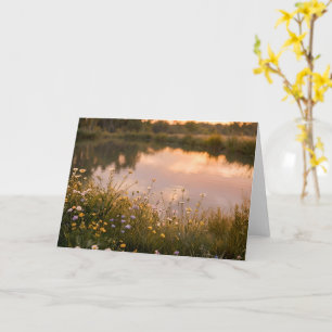Wildflower Lake Sunset Blank Greeting Card