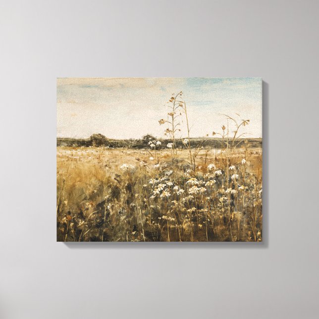 Wildflower Landscape Vintage Canvas Print (Front)