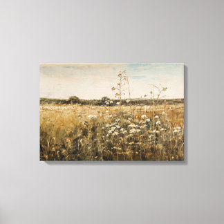 Wildflower Landscape Vintage Canvas Print