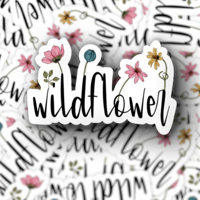 Wildflower Laptop Water bottle | Die-Cut Sticker (Wildflower Motivational Sticker PiggyPrint Stickers.)