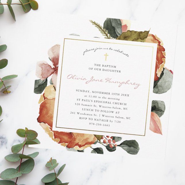 Wildflower Late Summer | Autumn Floral Baptism Invitation (Creator Uploaded)