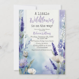 Wildflower Lavender Blue Floral Baby Shower Invitation