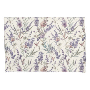 Wildflower Lavender Boho Botanical Floral Pattern Pillowcase