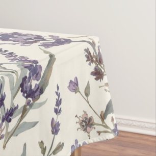 Wildflower Lavender Boho Botanical Floral Pattern Tablecloth