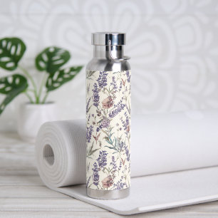 Wildflower Lavender Boho Botanical Floral Water Bottle