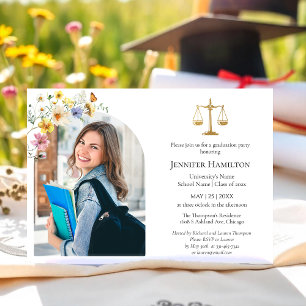 Wildflower Law School Graduation Party Photo Invitation