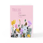 Wildflower Lawn Personalised Pink Thank You Card