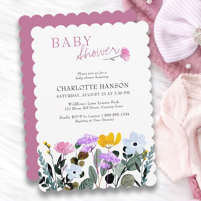Wildflower Lawn Pretty Baby Shower Invitation (Baby Shower invitiation from my Wildflower Lawn baby shower collection)