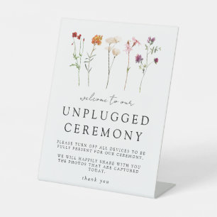 Wildflower Lesbian Pride Floral Unplugged Ceremony Pedestal Sign