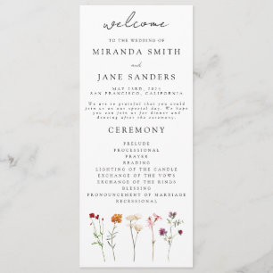 Wildflower Lesbian Pride Floral Wedding Programme