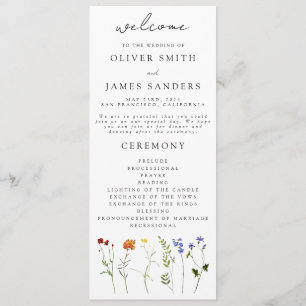 Wildflower LGBTQ Gay Pride Floral Wedding Programme