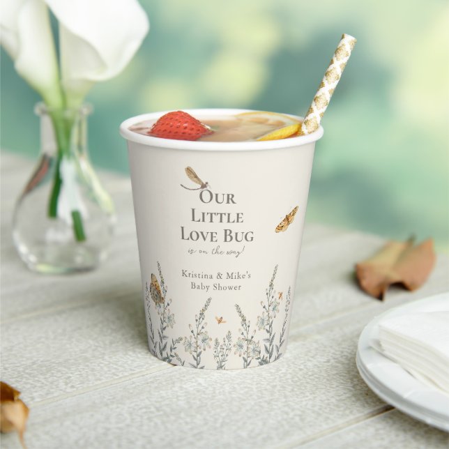Wildflower Little Love Bug Boho Butterfly Paper Cups (Insitu)
