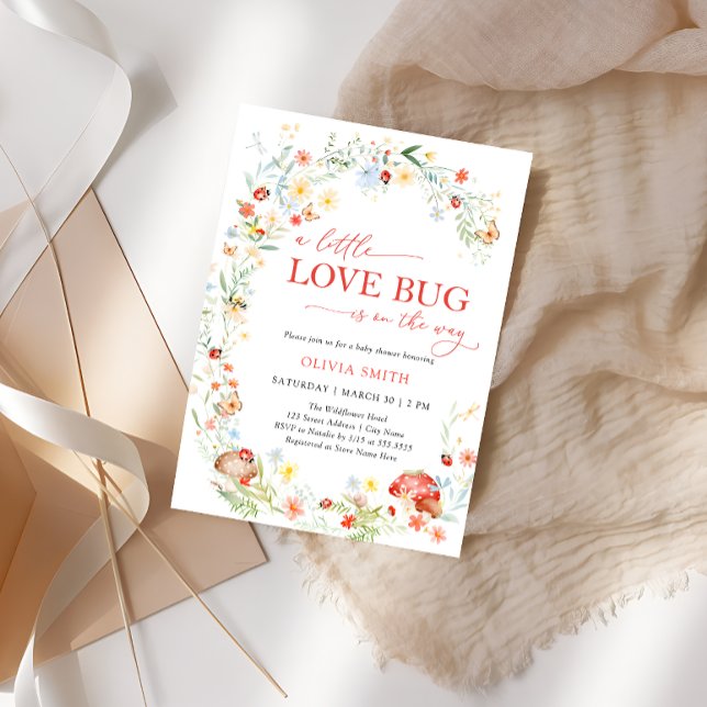 Wildflower Love Bug Baby Shower Invitation (Creator Uploaded)
