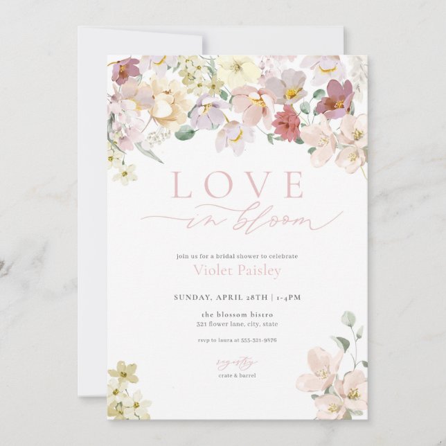 Wildflower Love In Bloom Bridal Shower Invitation (Front)