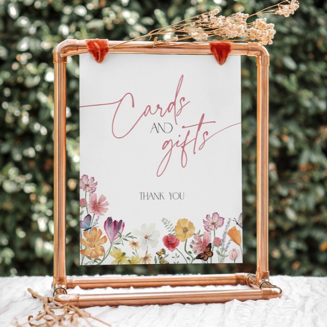 Wildflower Love in Bloom Butterfly Cards and Gifts Pedestal Sign (Wildflower and butterfly cards and gift sign)