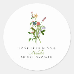 Wildflower Love is in Bloom Bridal Shower Classic Round Sticker