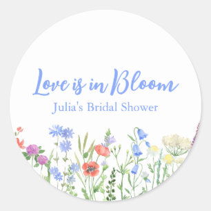 Wildflower Love is in Bloom Bridal Shower Party  Classic Round Sticker