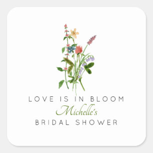 Wildflower Love is in Bloom Bridal Shower  Square Sticker