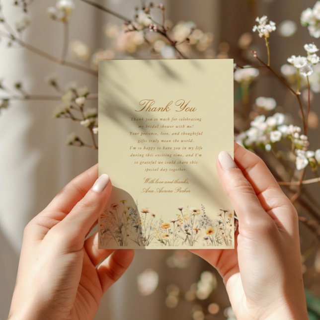 Wildflower Love Is In Bloom Bridal Shower Thank You Card (Creator Uploaded)