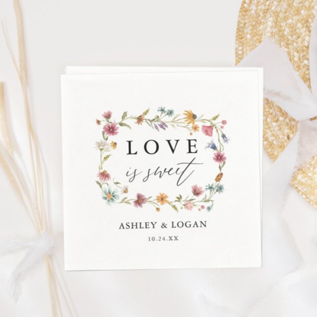 Wildflower Love Is Sweet Wedding Napkins (Creator Uploaded)