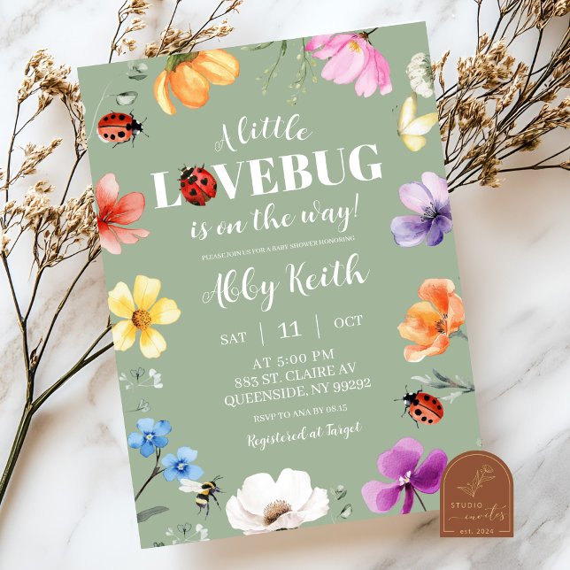 Wildflower Lovebug Baby Shower Invitation (Creator Uploaded)