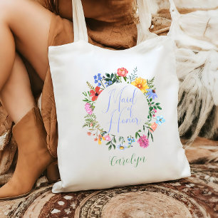 Wildflower Maid of Honor Script Wedding  Tote Bag